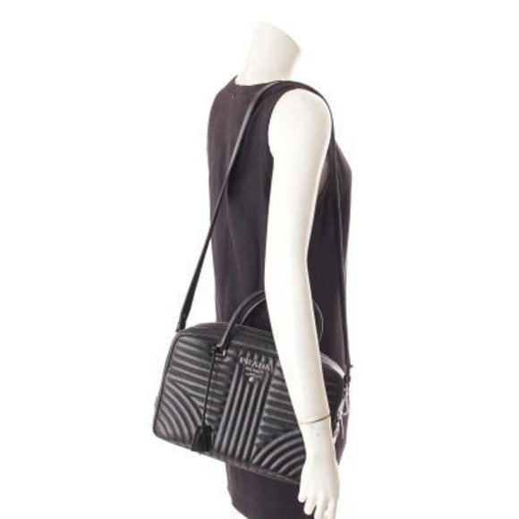 Prada Dianagram Quilted Handbag Black - Picture 10 of 10